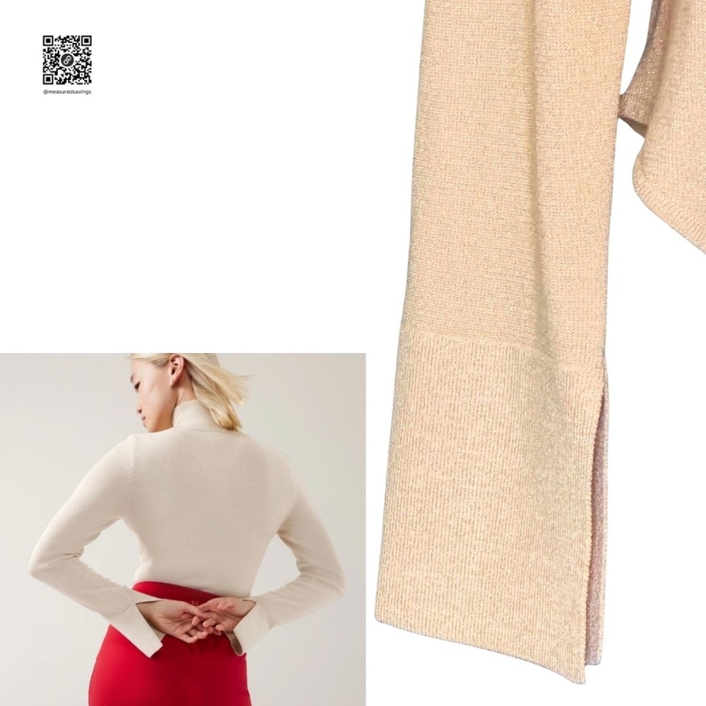 Large NWT - Athleta x Alicia Keys - Long Sleeve Cream/Gold Bodysuit - Picture 3 of 7